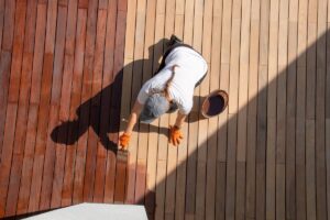 Sealing the deck before winter in Kings Beach, California